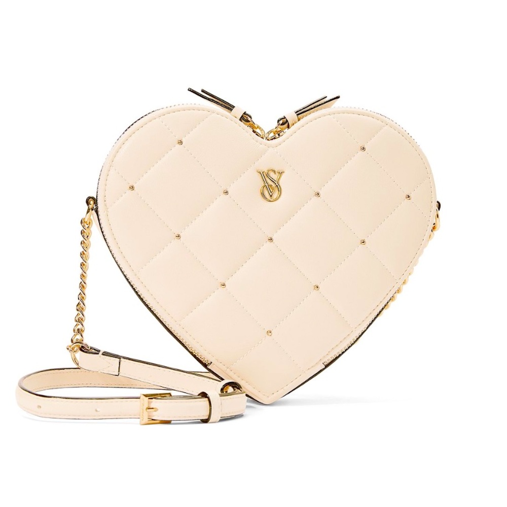 Victoria Secret’s Heart Crossbody Women bag with gold accents-Soft Cream-NEW